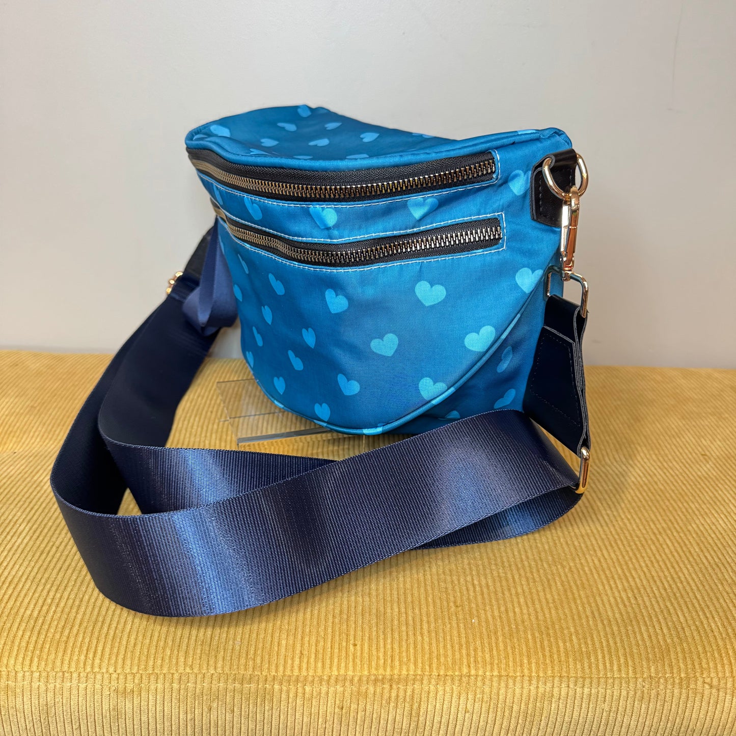 The Roni Nylon Crossbody - Dark Blue Hearts