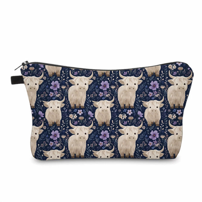 Pouch - Animal Highland Cow Purple Floral
