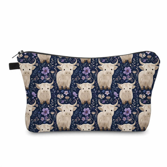 Pouch - Animal Highland Cow Purple Floral