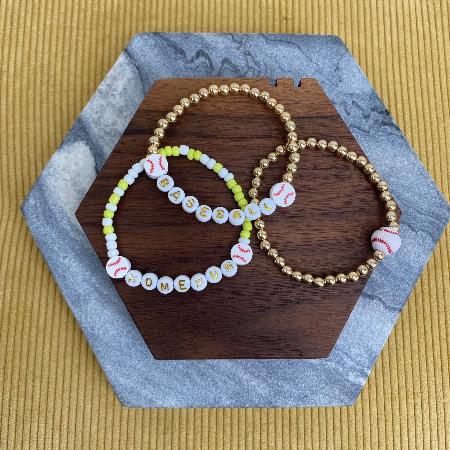 Bracelet - Baseball Gold Bead Mix