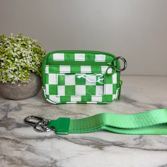 Rue - Nylon Wristlet Wallet - Kelly Green Check