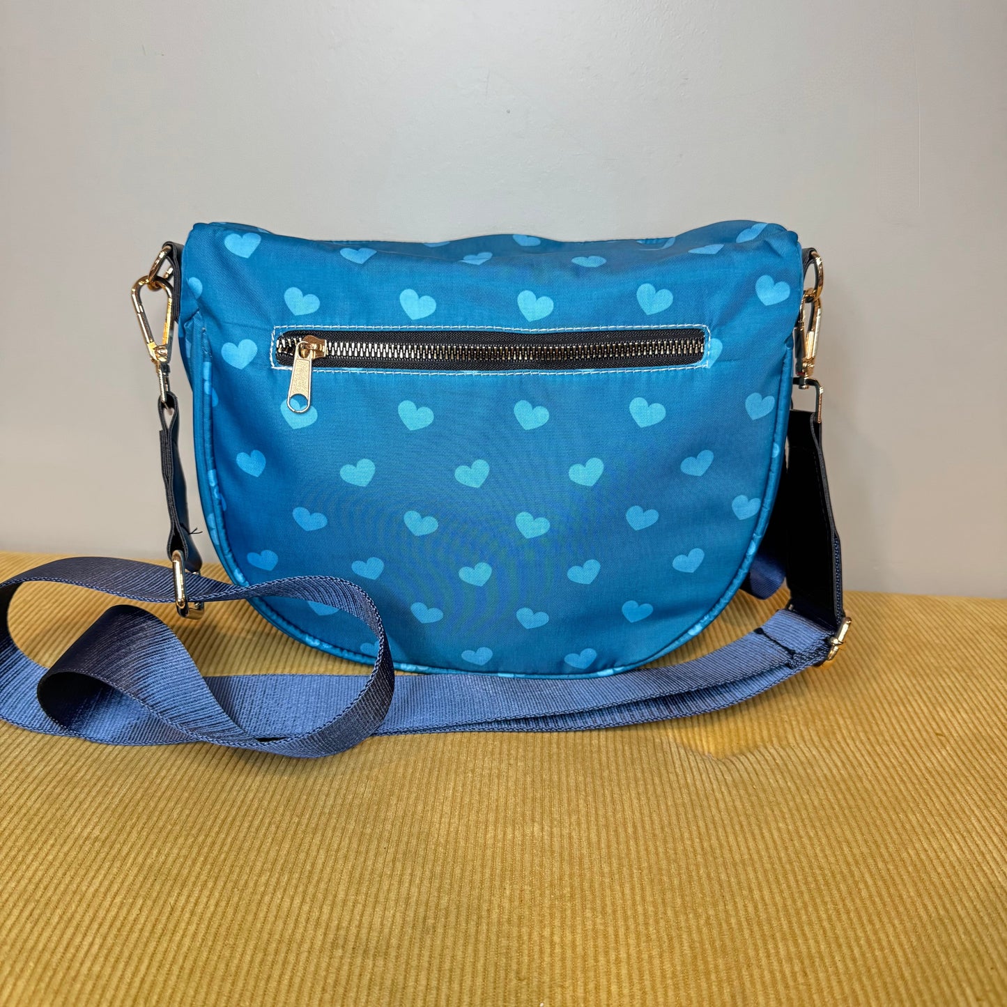 The Roni Nylon Crossbody - Dark Blue Hearts