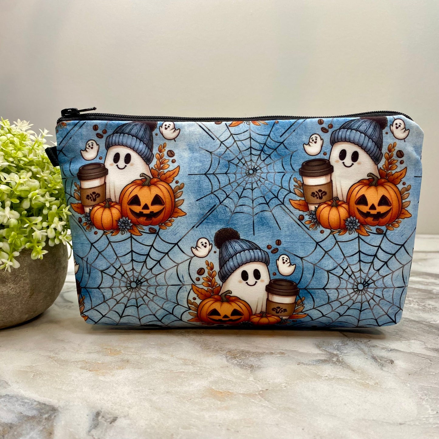 Pouch & Mini Pouch Bundled Set - Fall Pumpkin Ghostie