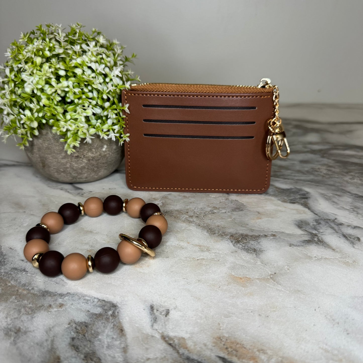 Denim Suede Bracelet Keychain & Card Holder Wallet - PREORDER