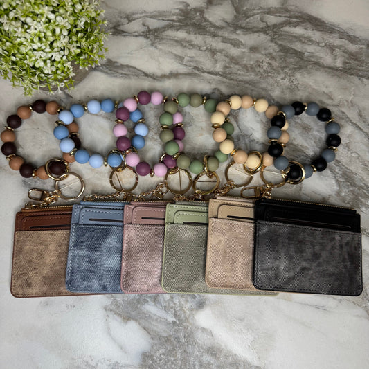 Denim Suede Bracelet Keychain & Card Holder Wallet - PREORDER