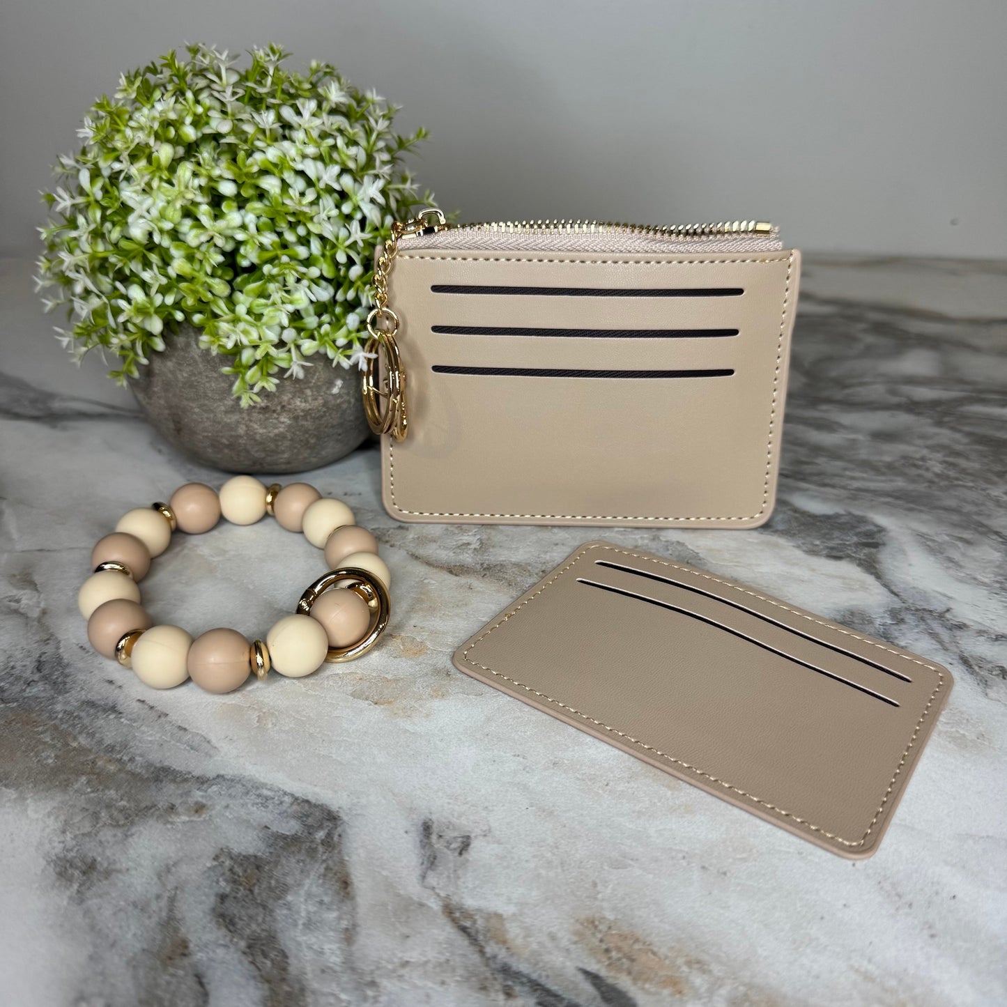 Denim Suede Bracelet Keychain & Card Holder Wallet - PREORDER
