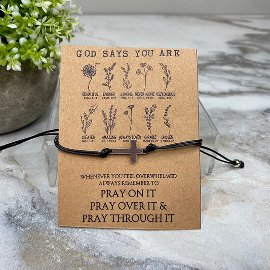 Bracelet - Make A Wish - Religious Cross God Says