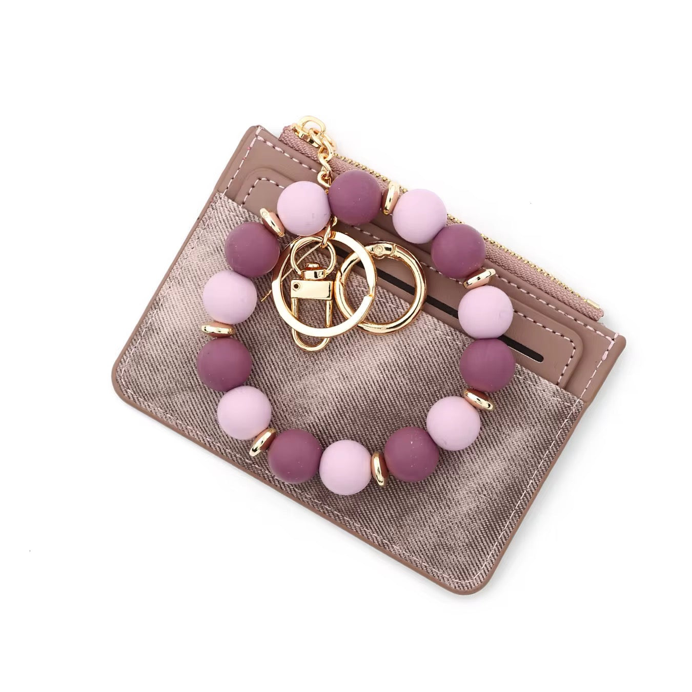 Denim Suede Bracelet Keychain & Card Holder Wallet - PREORDER