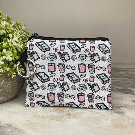 Mini Pouch - Books Coffee Tea Daisy