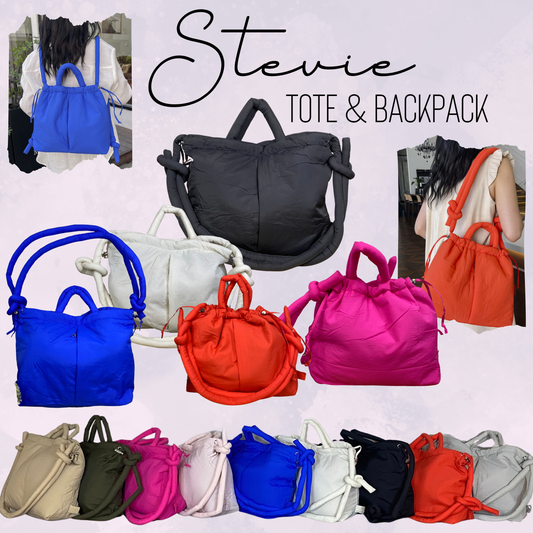 Stevie - Nylon Puff Tote & Backpack