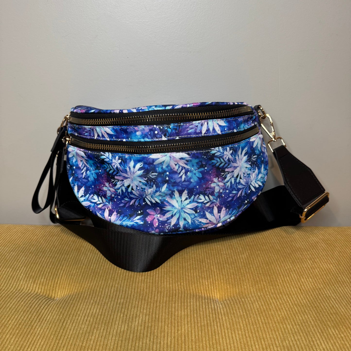 The Roni Nylon Crossbody - Blue Purple Snowflake