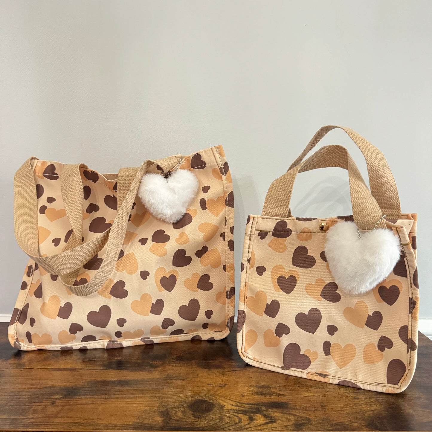 Tote Bag - Heart Brown + Tan