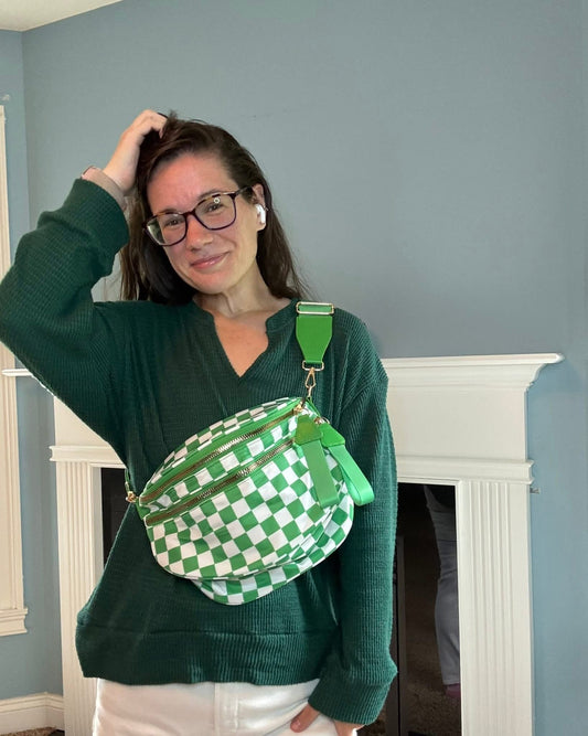 Roni - Checkered - Nylon Crossbody - Lime