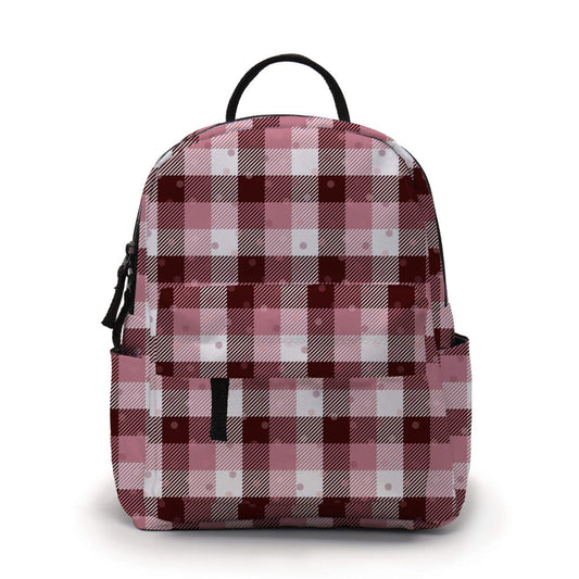 Mini Backpack - Pink Polka Dot Plaid