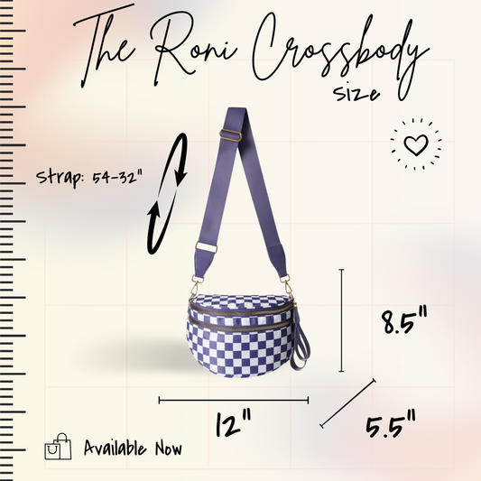 Roni - Checkered - Nylon Crossbody - Black + Grey