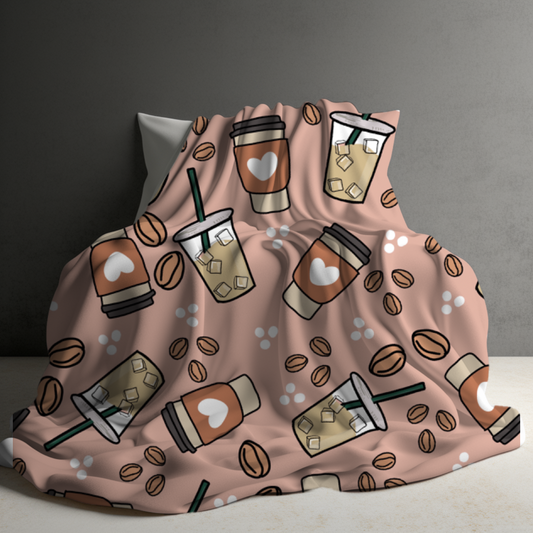 Blanket - Coffee Hearts Pink - PREORDER