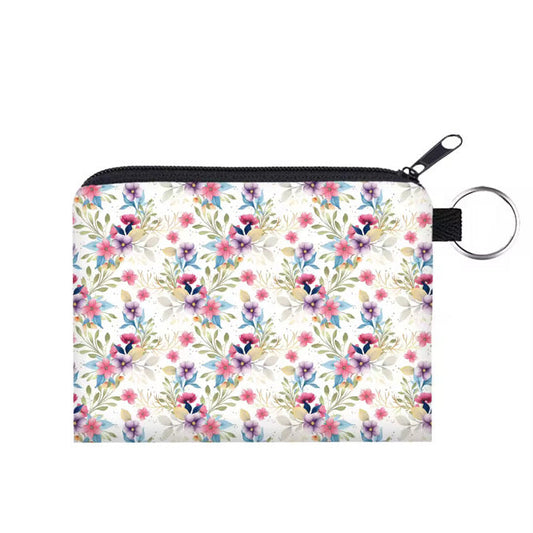 Mini Pouch - Floral Vines Pink Purple Blue