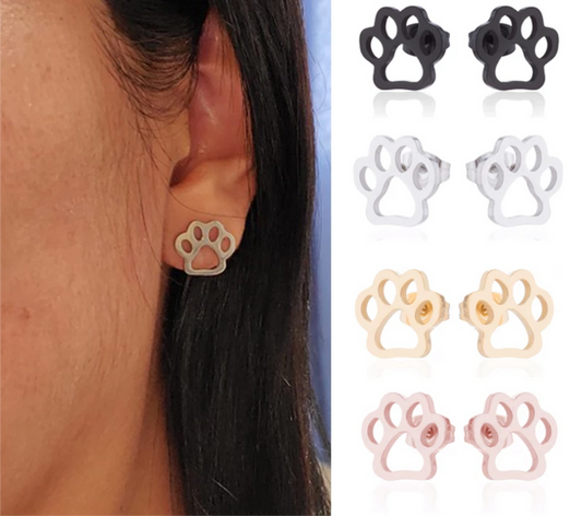Metal Stud Earrings - Paw Print